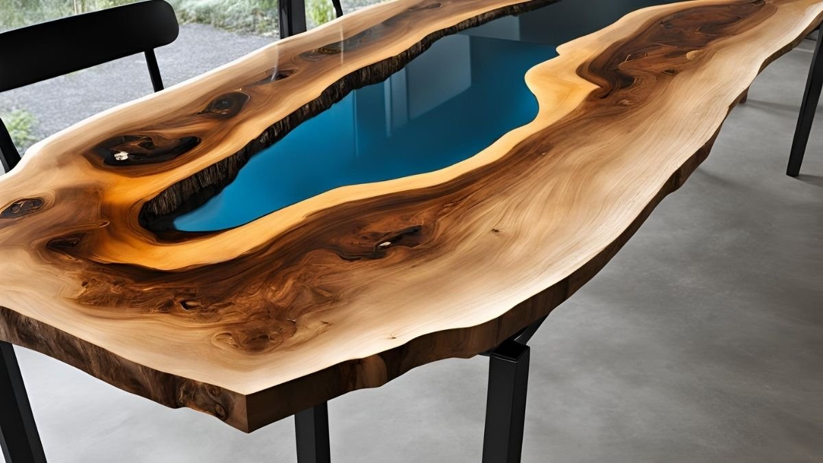 Mesa de jantar branca em resina Mesa de jantar branca em resina