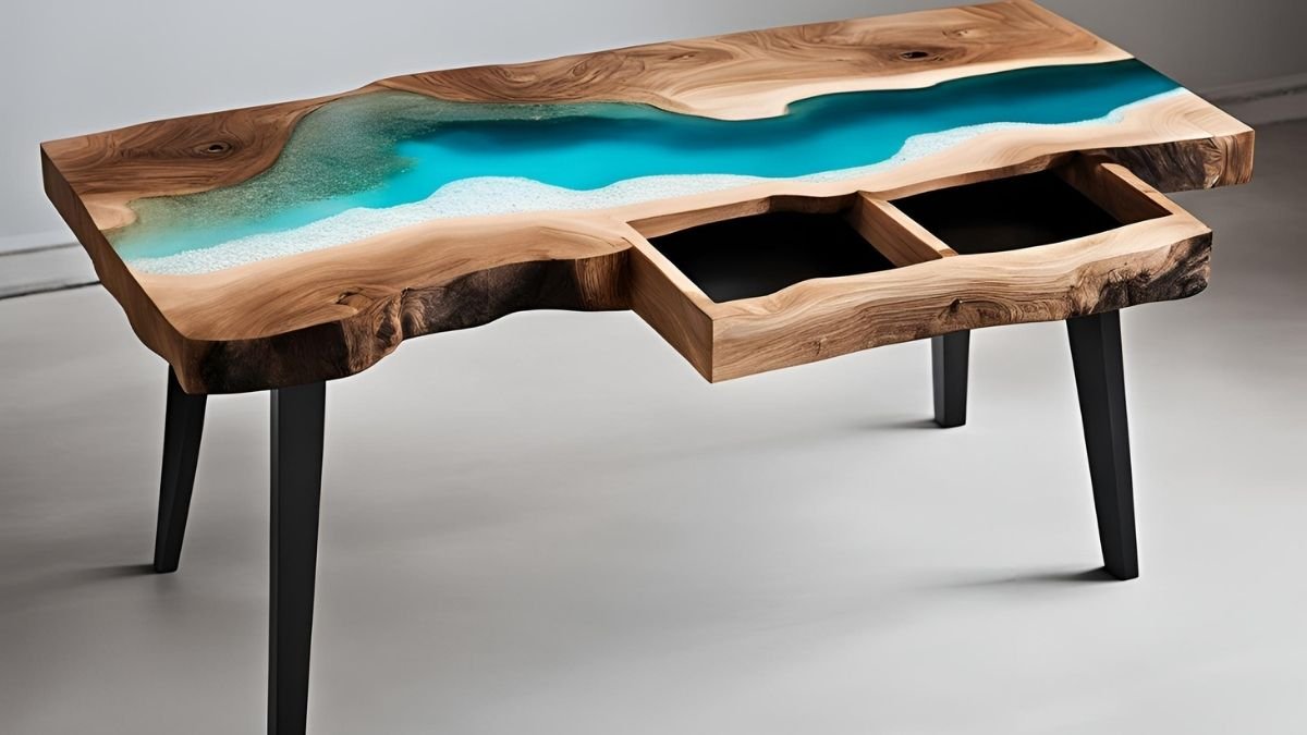 Mesa de carretel com resina Mesa de carretel com resina