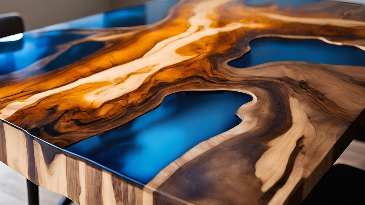 Mesa de centro madeira com resina Mesa de centro madeira com resina