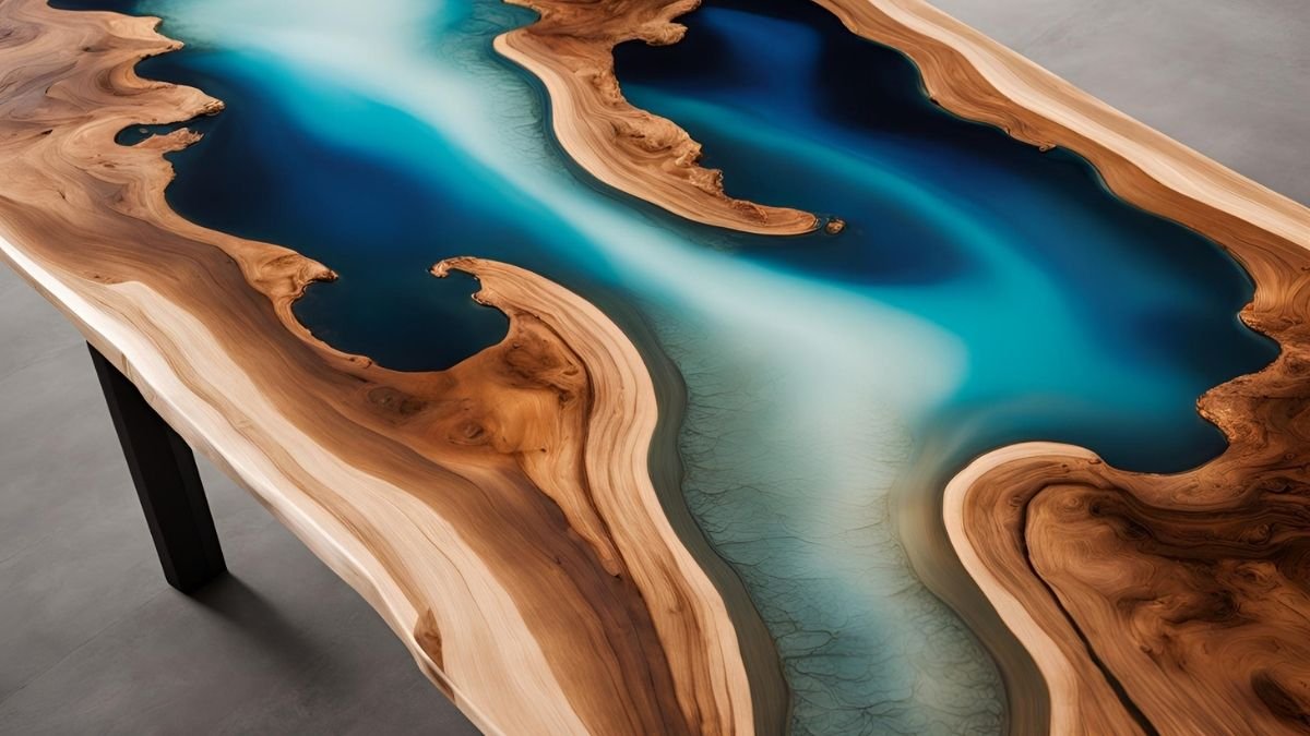 Mesa com tampinha de garrafa e resina