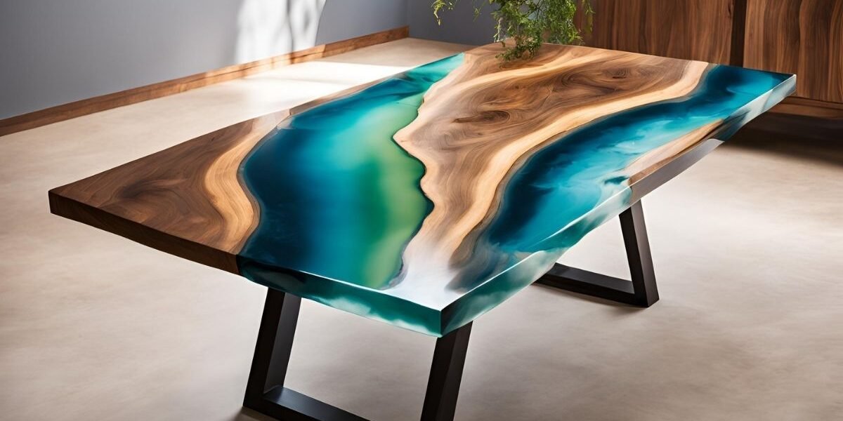 Mesa com tampinhas de garrafa e resina