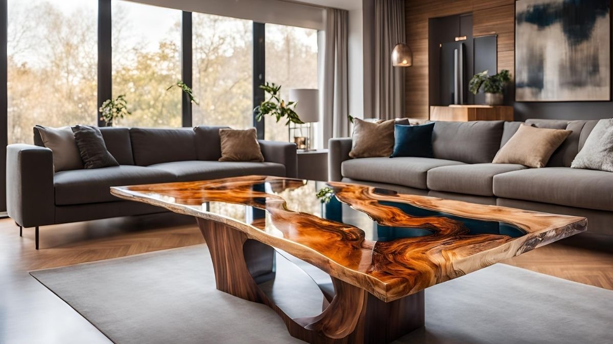 Mesa com tampinha de garrafa e resina