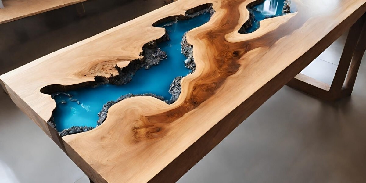 Curso de mesa com resina