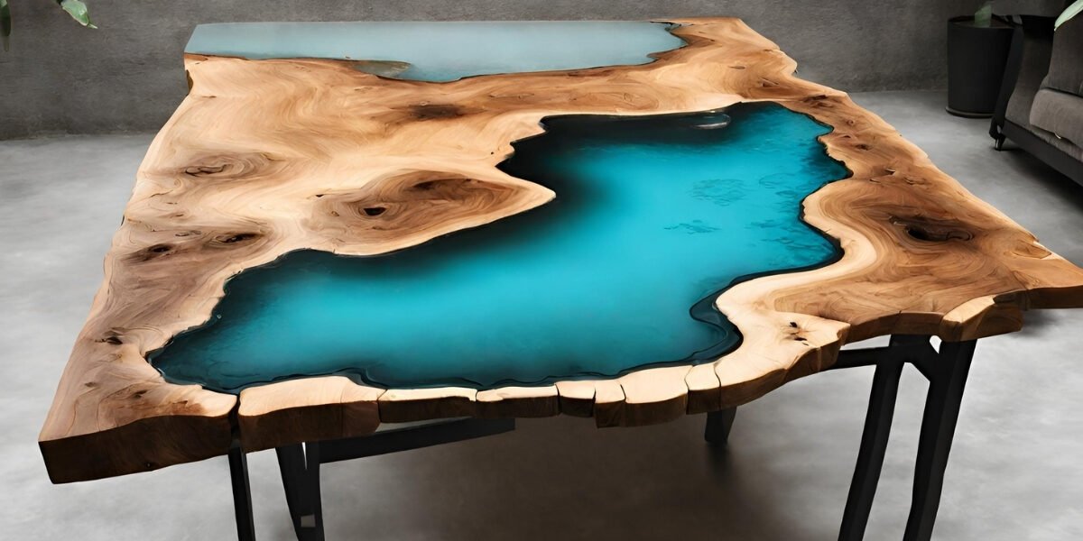 Mesa com acabamento de resina