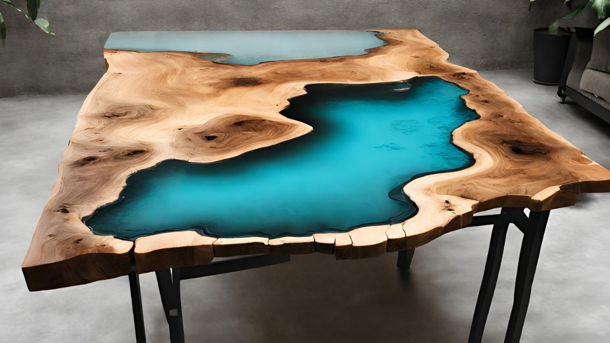 Mesa com acabamento de resina