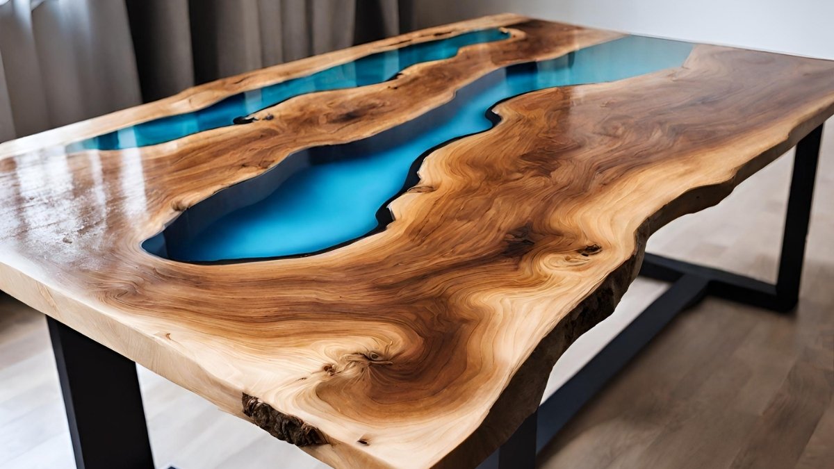 Mesa com acabamento de resina