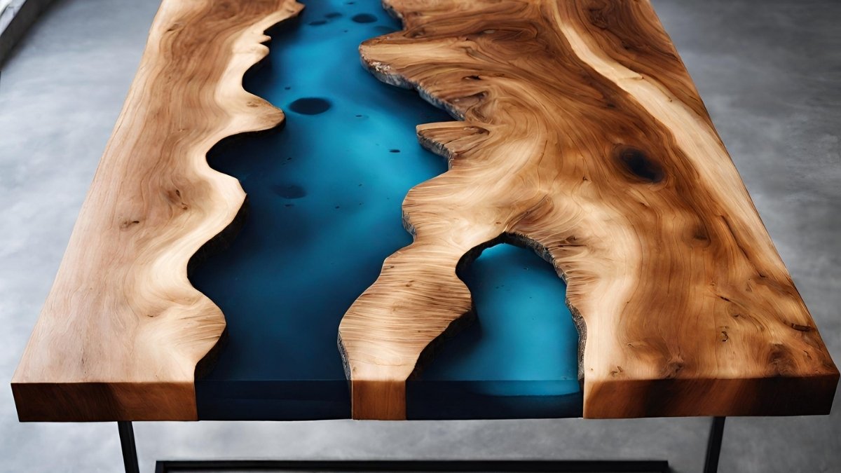 Mesa com resina de vidro