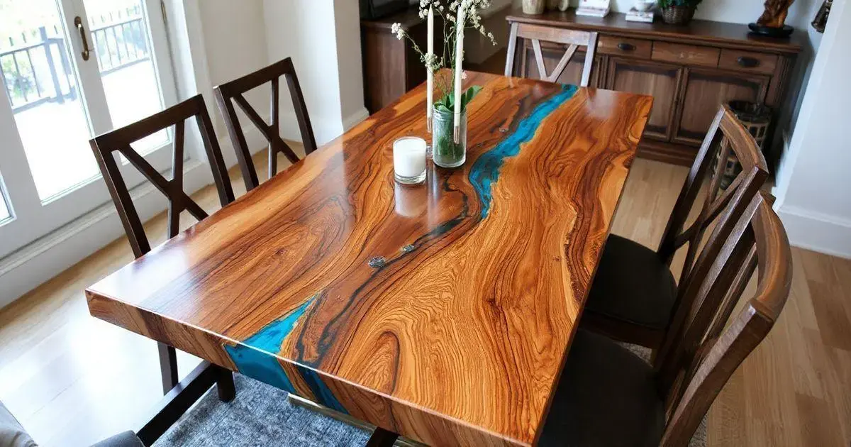 Mesa de madeira de resina