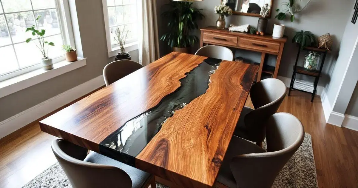 Mesa de madeira e resina preço