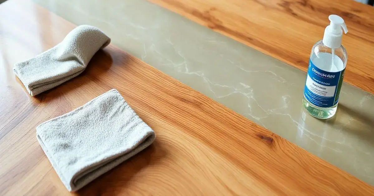 Mesa de madeira em resina