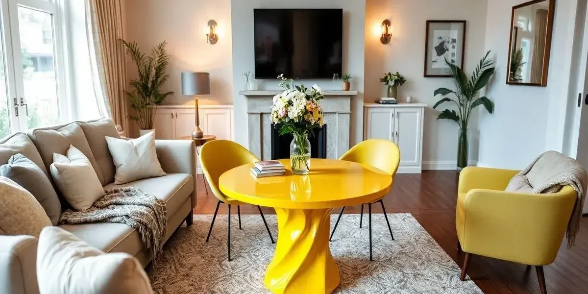 Mesa de resina amarela