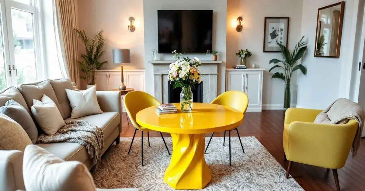 Mesa de resina amarela