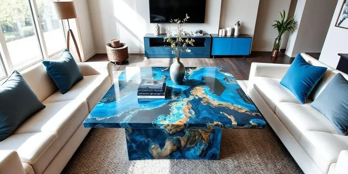 Mesa de resina azul