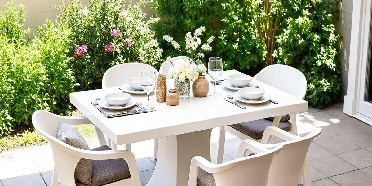 Mesa de resina branca 4 lugares