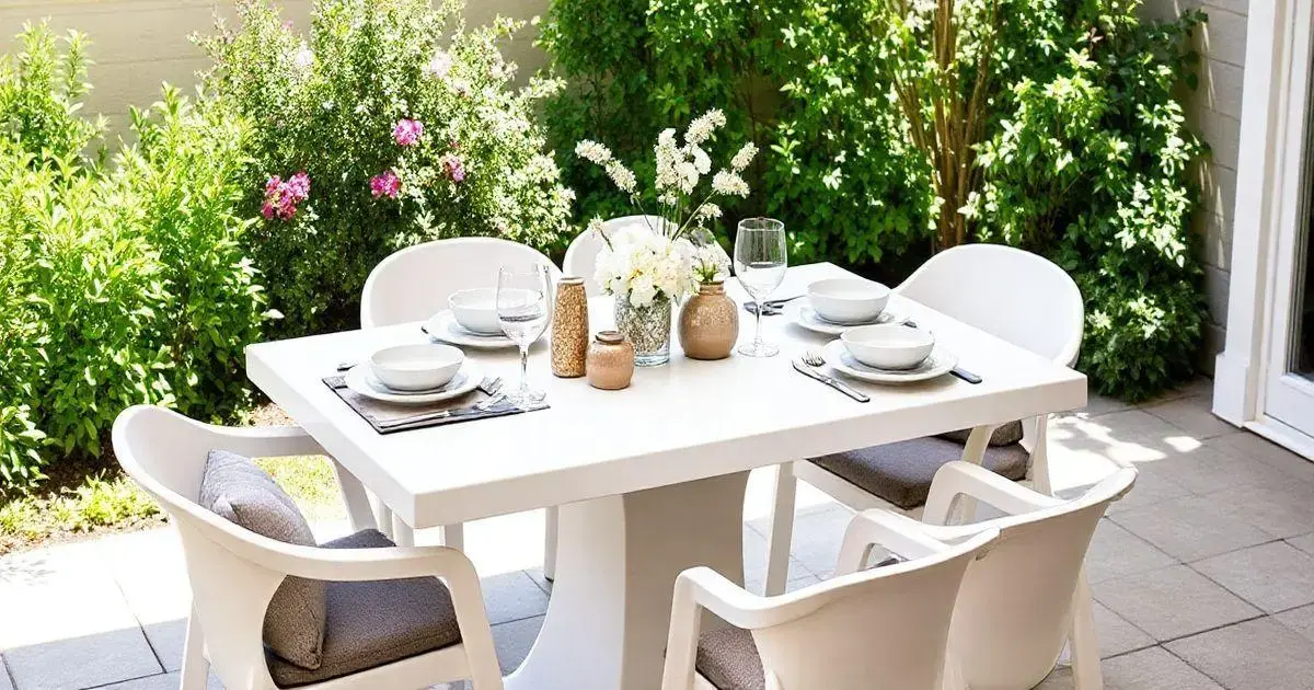 Mesa de resina branca 4 lugares