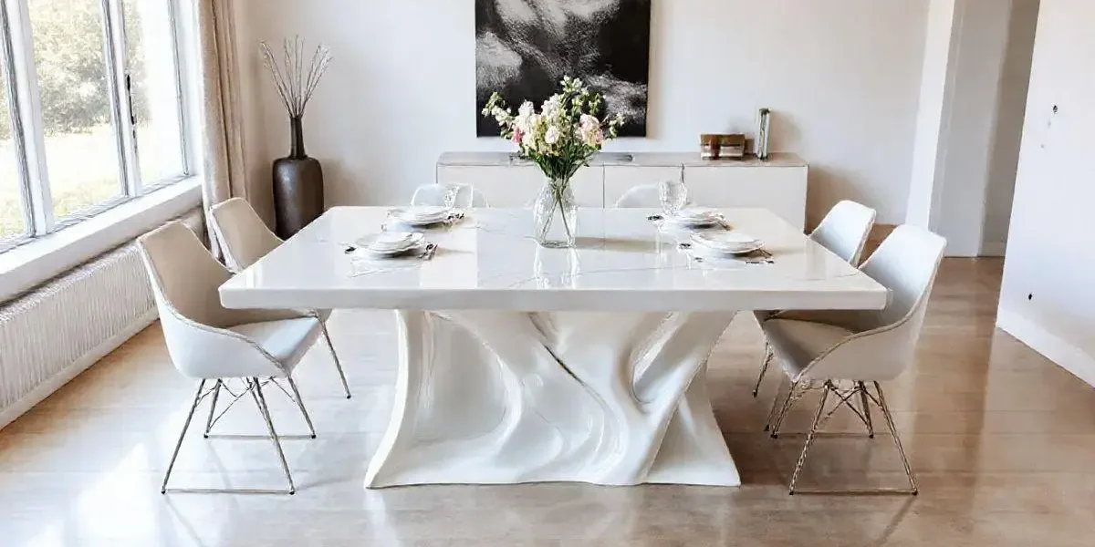 Mesa de resina branca 6 lugares