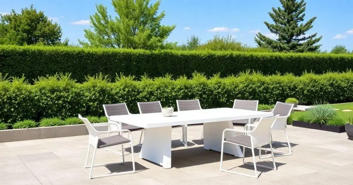 Mesa de resina branca 8 lugares