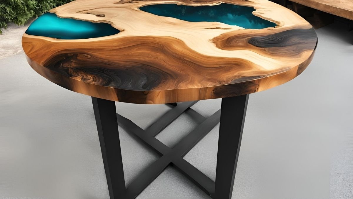 Mesa de madeira c resina