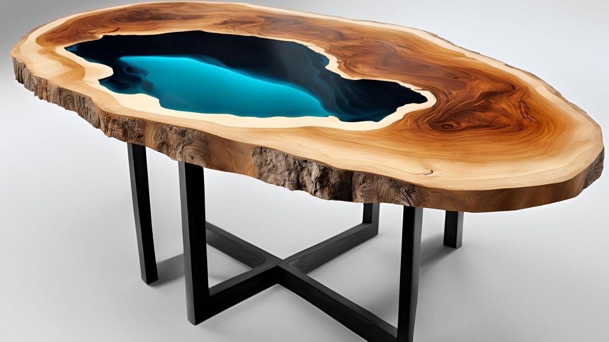 Mesa de jantar madeira e resina