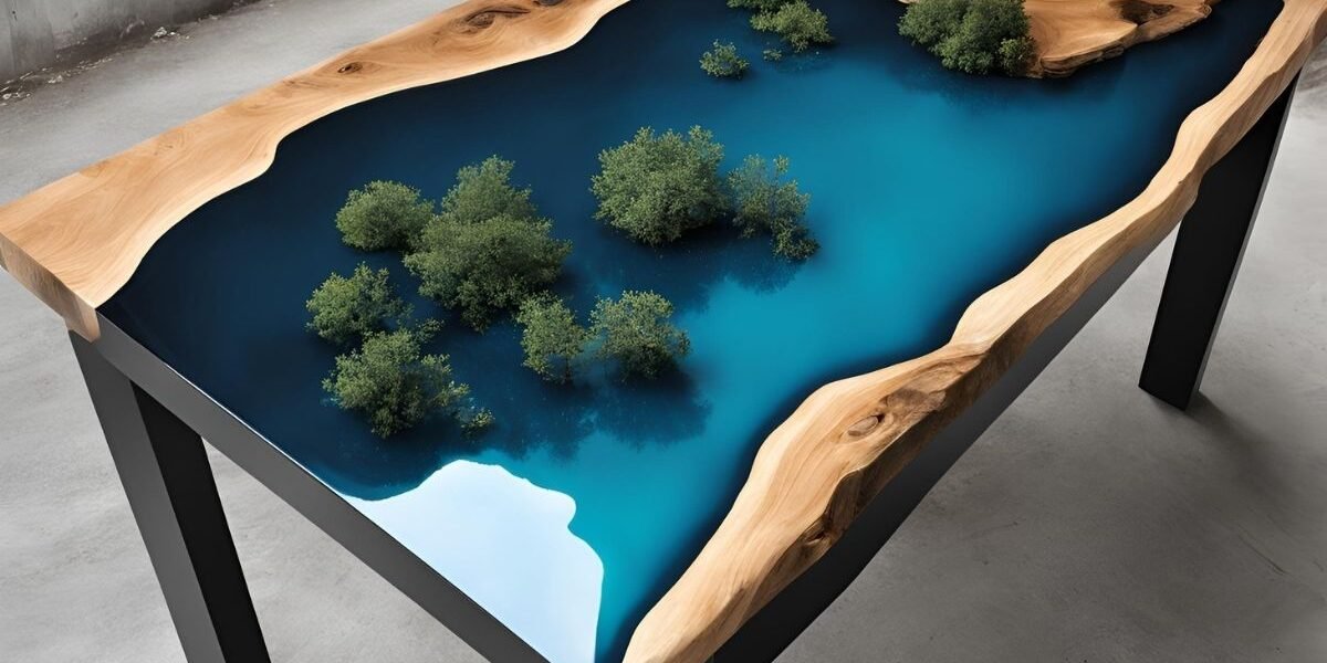 Mesa de jantar de resina branca