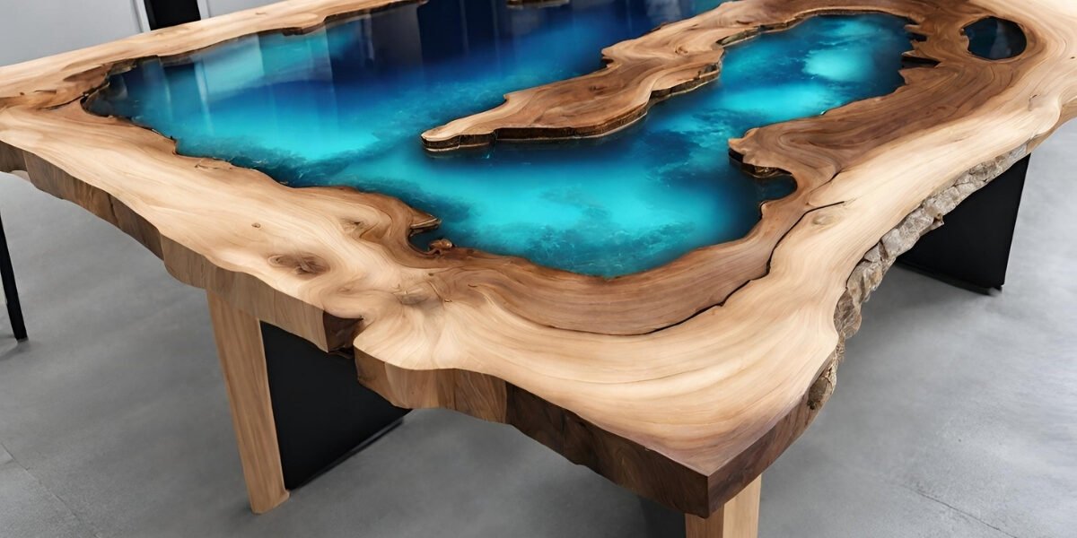 Mesa de madeira com resina epoxi preço