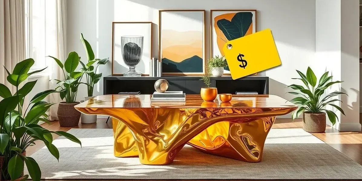 Mesa de resina dourada preço