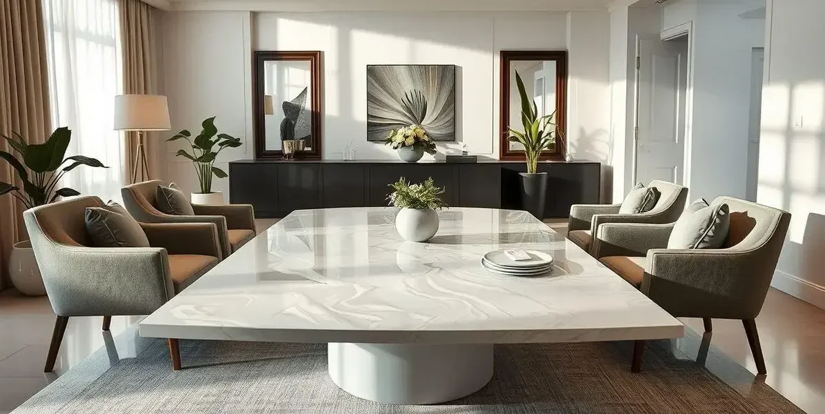 Mesa de resina epoxi branca