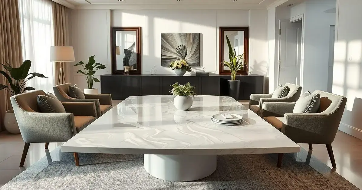 Mesa de resina epoxi branca