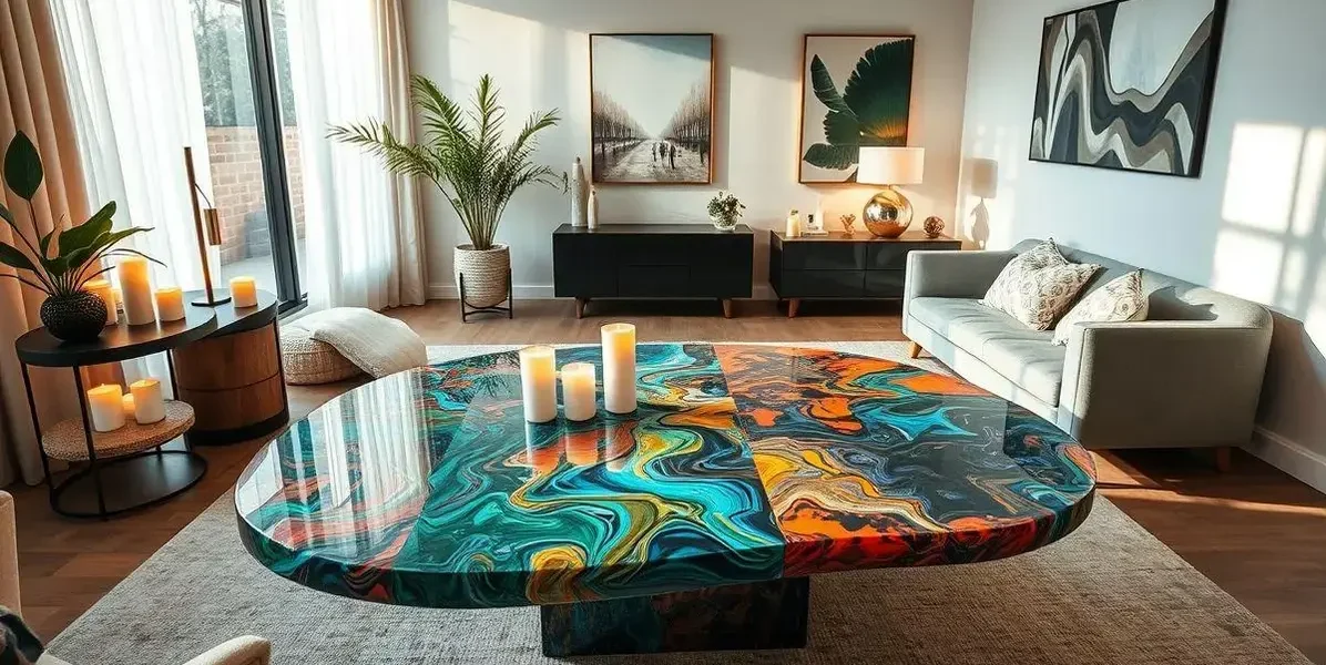 Mesa de resina para decoração