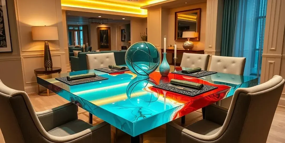 Mesa de resina quadrada