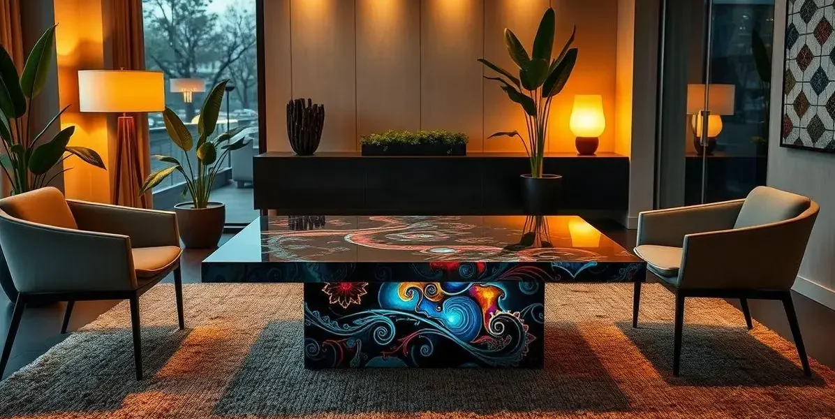 Mesa de resina retangular