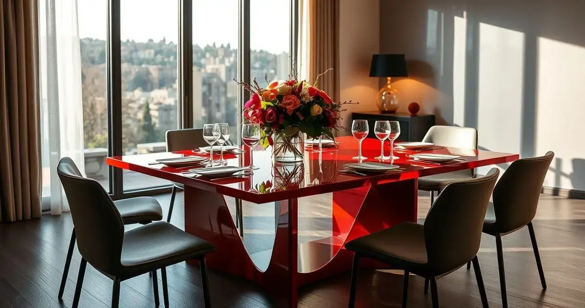 Mesa de resina vermelha