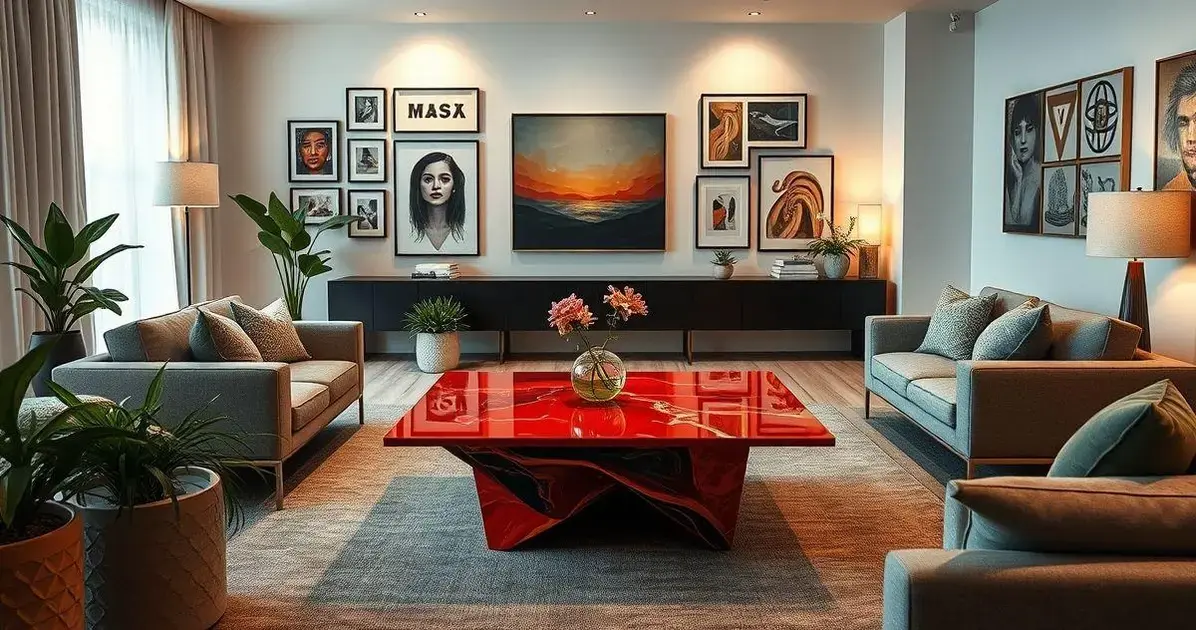 Mesa de resina vermelha