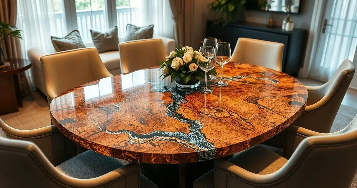 Mesa de rolha com resina