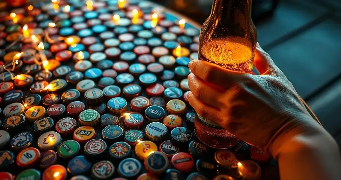 Mesa de tampinha de cerveja com resina Mesa de tampinha de cerveja com resina