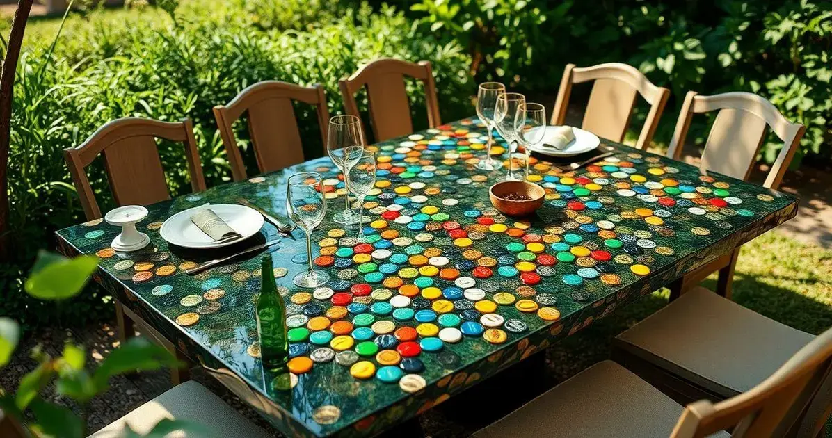 Mesa de tampinhas com resina Mesa de tampinhas com resina