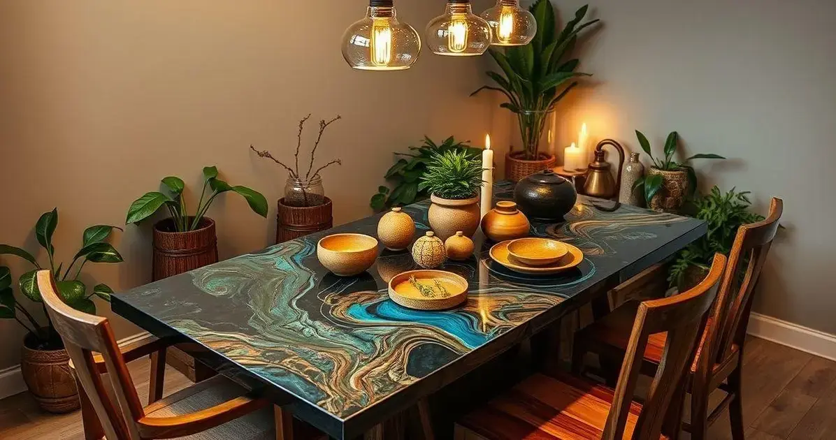 Mesa feita de resina epóxi