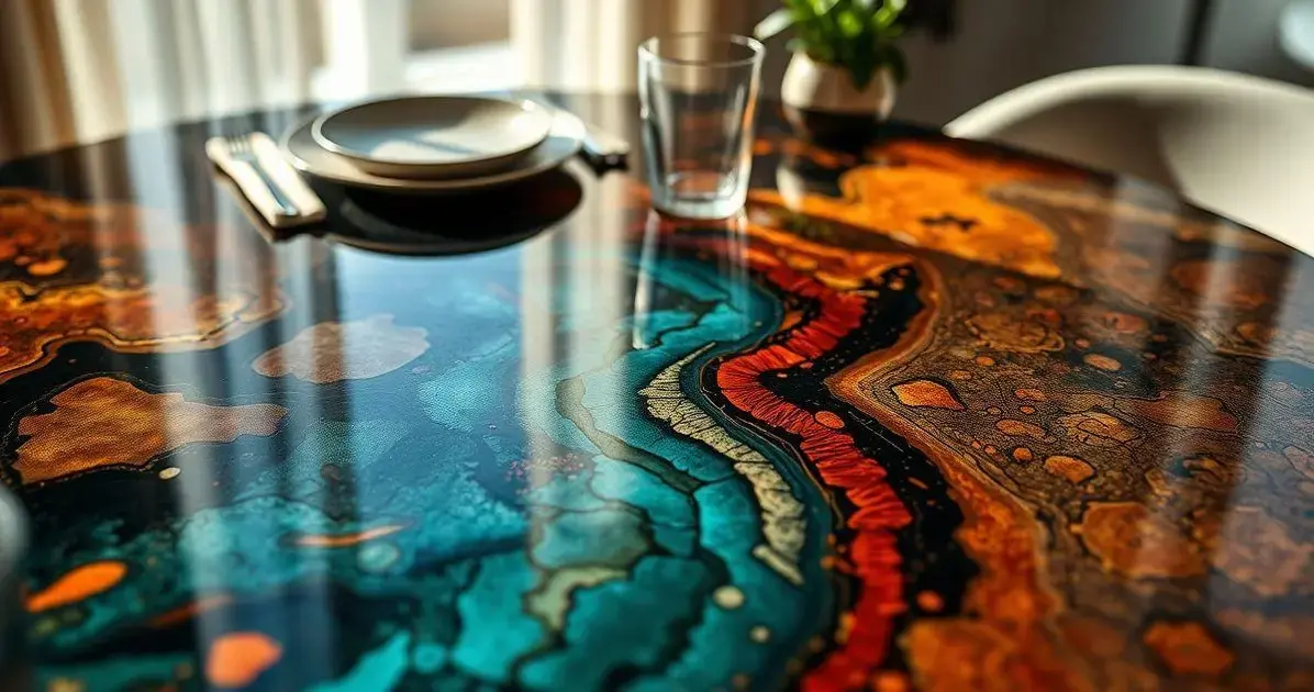 Mesa redonda de resina epoxi Mesa redonda de resina epoxi