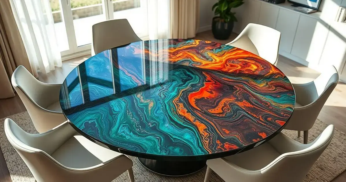 Mesa redonda de resina epoxi Mesa redonda de resina epoxi