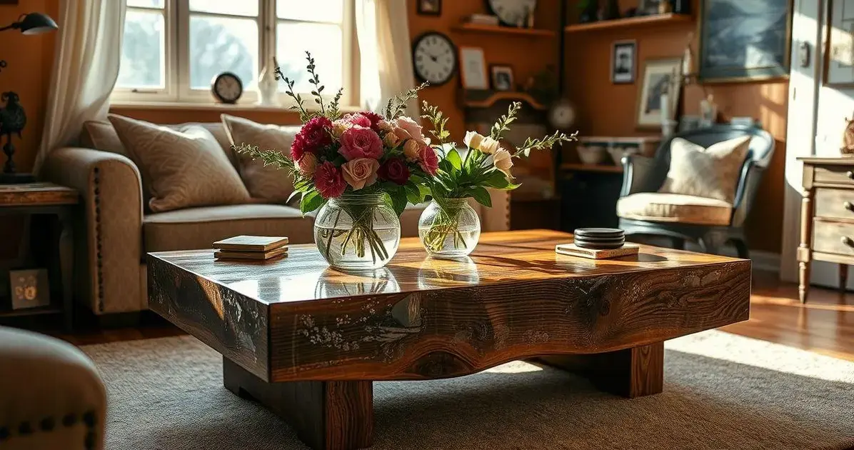 Mesas de madera y resina