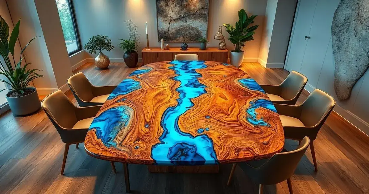 Mesas de madera y resina