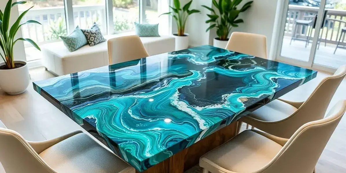 Mesas feitas de resina