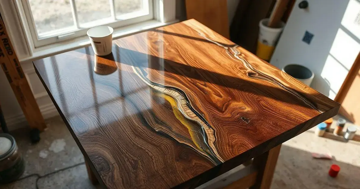 Resina epoxi mesa de madeira