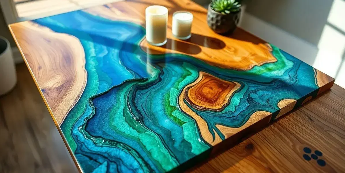 Resina epoxi mesa de madeira
