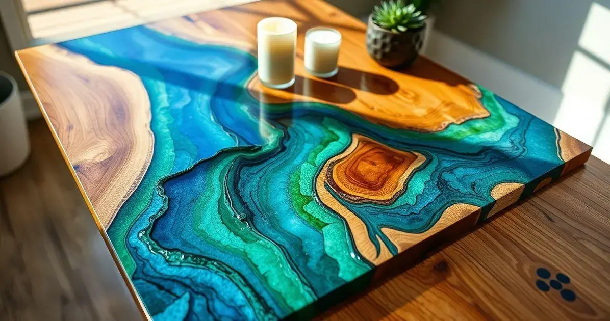 Resina epoxi mesa de madeira