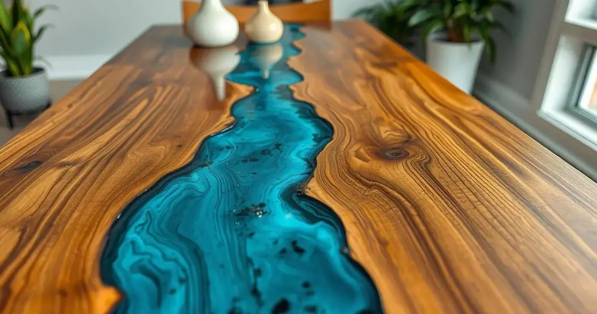 Resina na mesa de madeira Resina na mesa de madeira