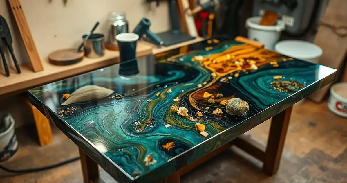 Tampo de mesa de resina epoxi