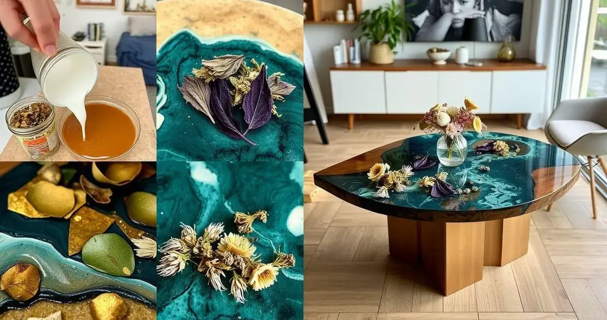 Tampo de mesa em resina epoxi Tampo de mesa em resina epoxi