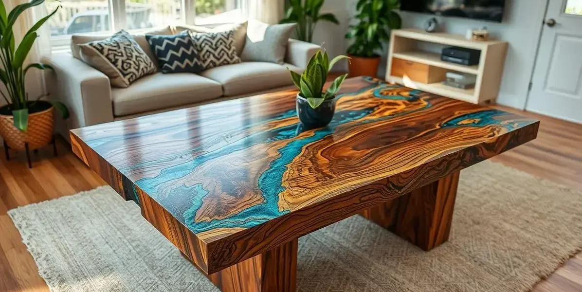 Comprar mesa de madeira com resina