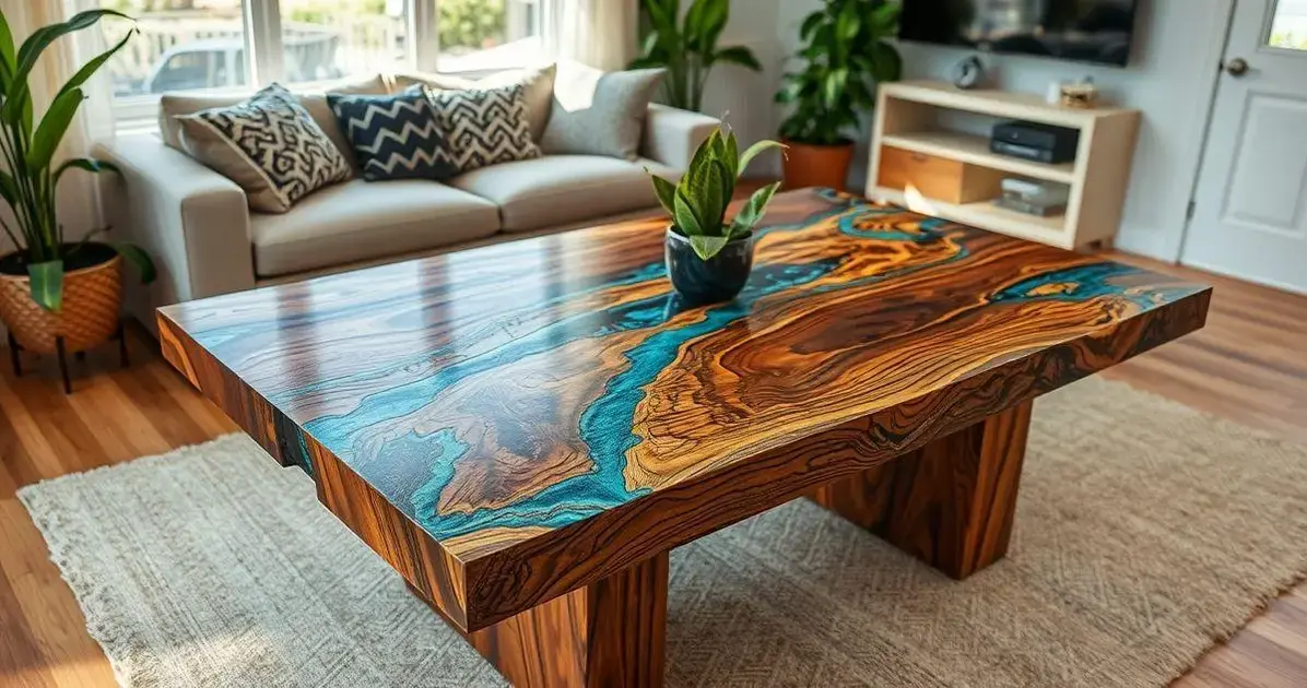 Comprar mesa de madeira com resina